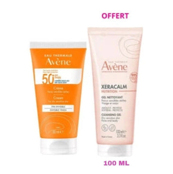 AVENE - CREME ULTRA LARGE SPECTRE SPF50+ + XERACALM GEL NETTOYANT 100ML OFFERT