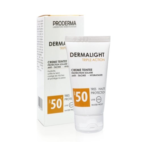 PRODERMA DERMALIGHT - CREME SOLAIRE TRIPLE ACTION TEINTE SPF 50+