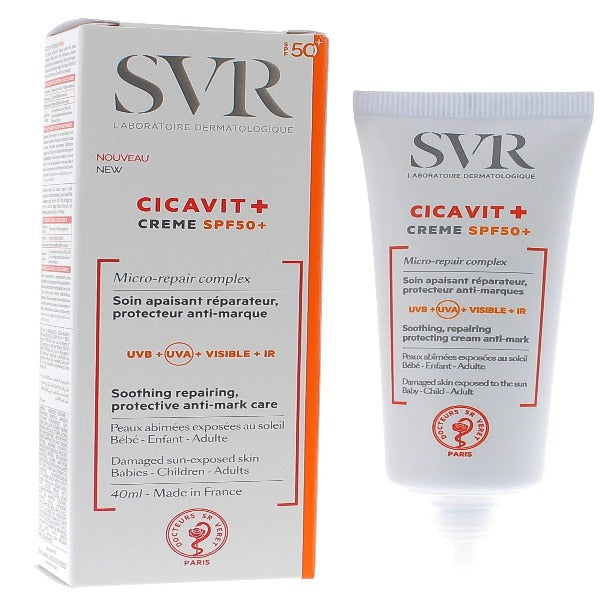 SVR Cicavit+ Crème SPF 50+ Soin Apaisant Réparateur Protecteur Anti-Marque  40 ml : : Beauté et Parfum