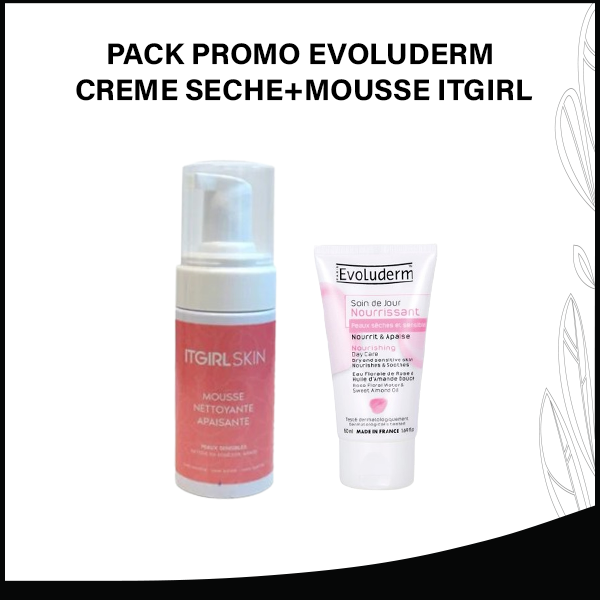 PACK PROMO EVOLUDERM CREME SECHE+MOUSSE ITGIRL