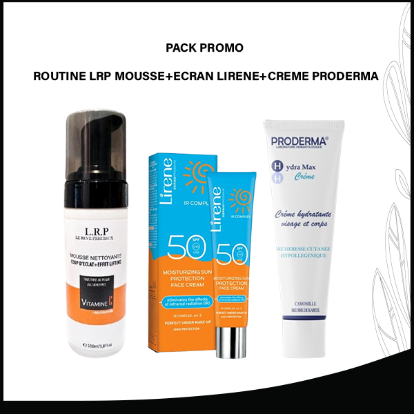 PACK PROMO ROUTINE LRP MOUSSE+ECRAN LIRENE+CREME PRODERMA