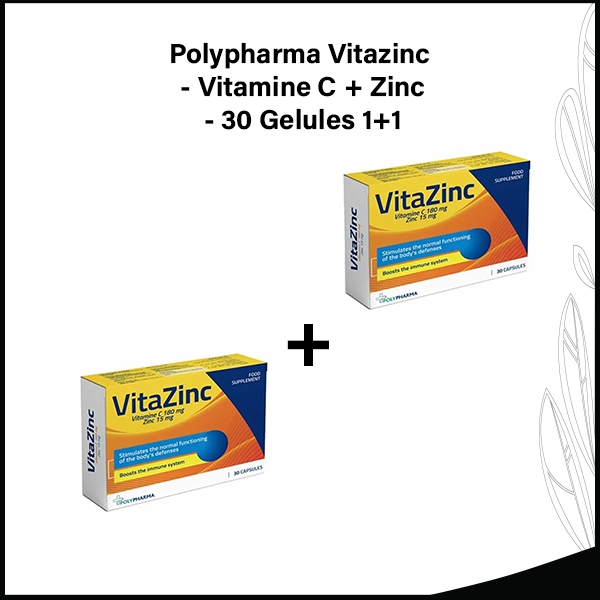 Polypharma Vitazinc - Vitamine C + Zinc - 30 Gelules 1+1