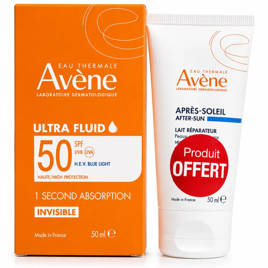 AVENE DUO ULTRA FLUID PERFECTEUR TEINTE SPF50 + LAIT APRES SOLEIL OFFERT