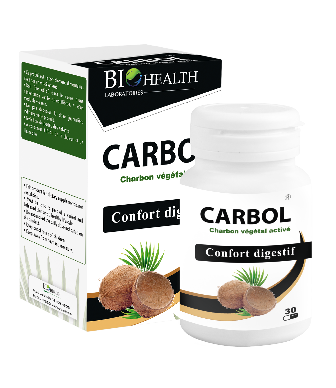 BIOHEALTH CARBOL CHARBON VEGETAL 30 GELULES