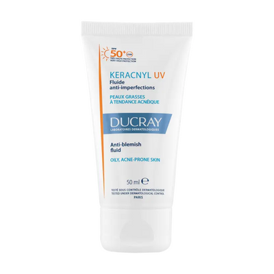 DUCRAY KERACNYL UV FLUIDE ANTI IMPERFECTIONS PEAUX GRASSES A TENDANCE ACNEIQUE SPF50 50ML
